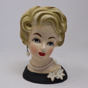 Ardco Fine Quality Vtg. Elegant Woman's Head Sculpture Vase C1248 Black Top